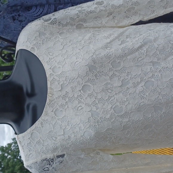 GAP Lace 3/4 Sleeve Dress, cream, side zip, sz 10 - Picture 2 of 9